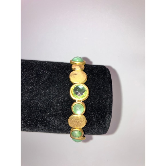 Gold-Tone and Pale Green Modern Stretch Bracelet! - Picture 4 of 8